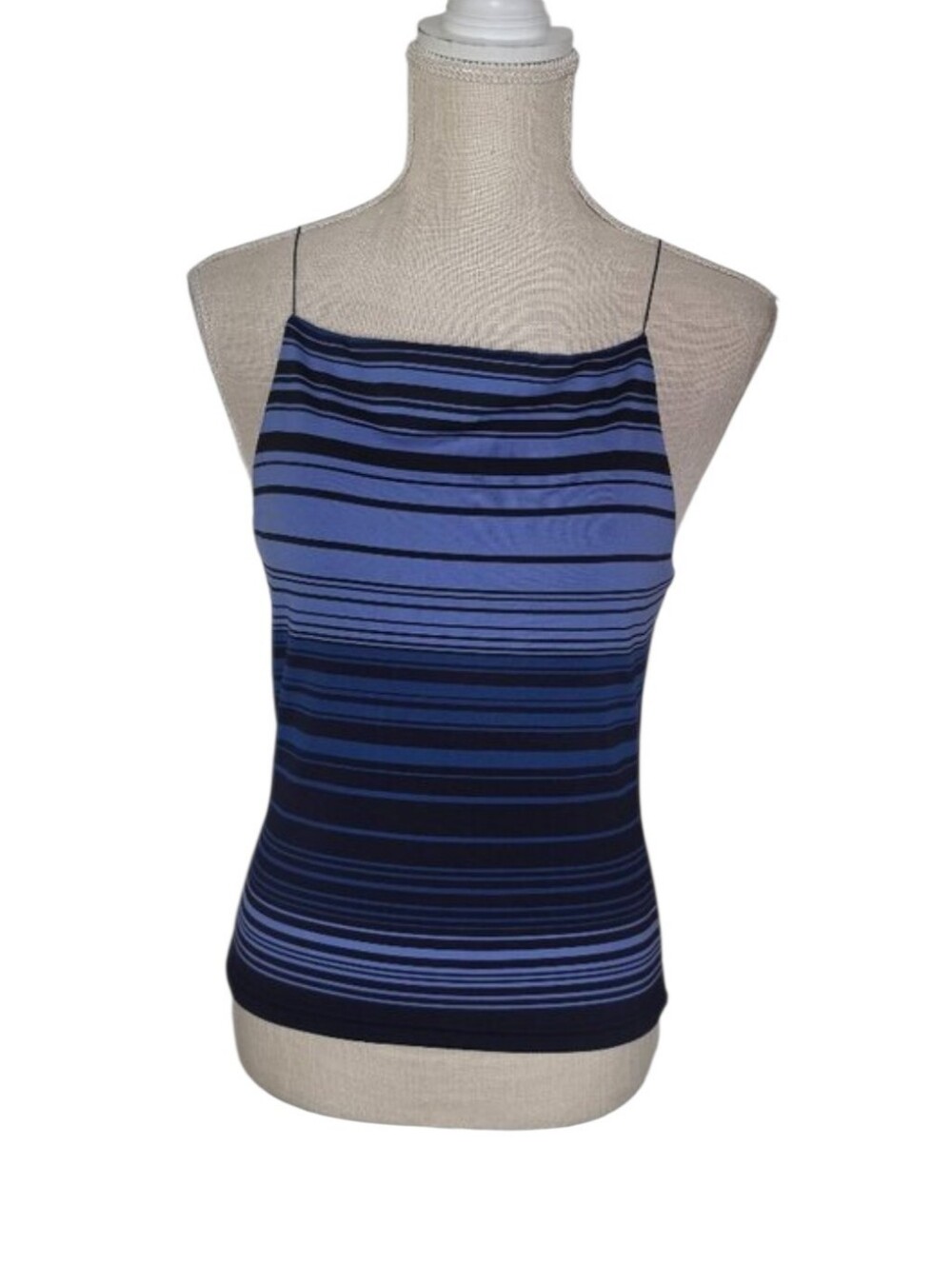 Express 90s Square Blue Black Striped Top